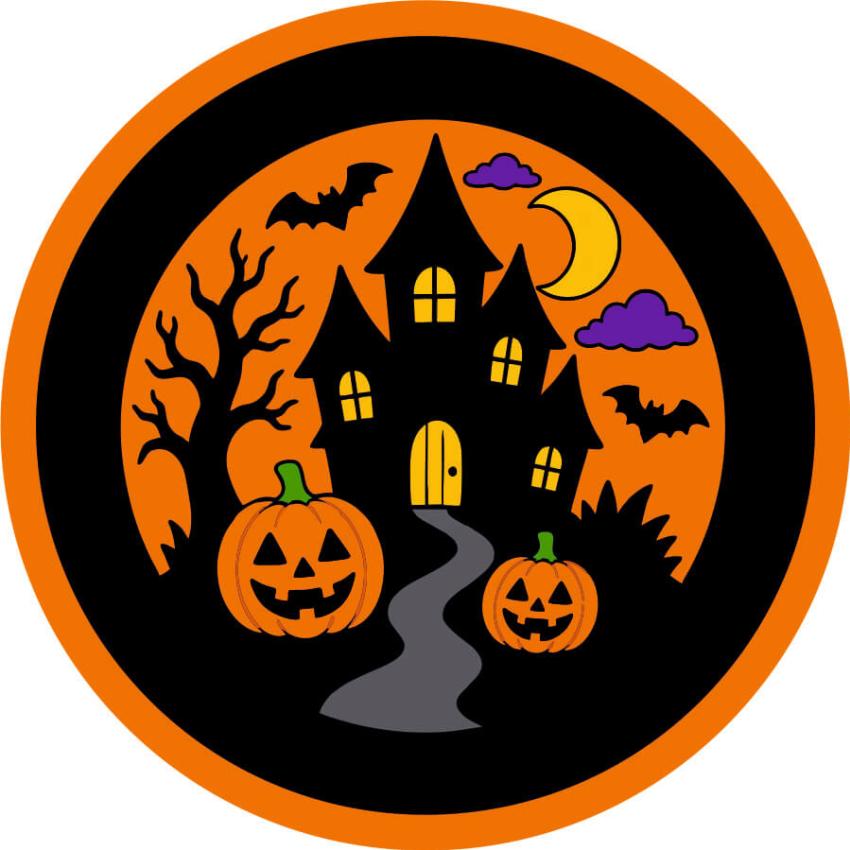 Haunted House, Bats & Pumpkins Badge