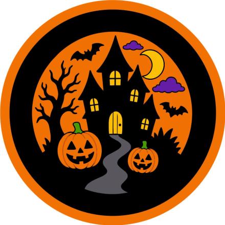 Haunted House, Bats & Pumpkins Badge