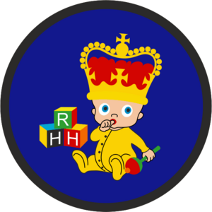 Royal Baby HRH On A Royal Blue Background Badge