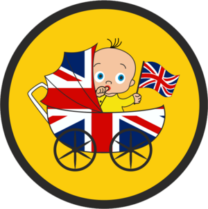 Royal Baby In A Pram Waving Flag