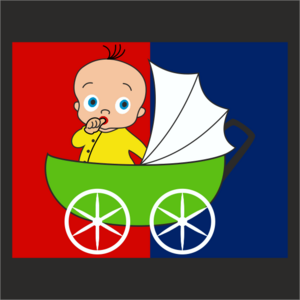 Royal Baby In Pram With Red, White And Blue Colours Badge